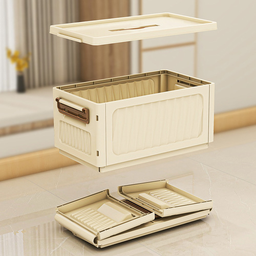 Folding Storage Box with Lid for Home Cream Style Wardrobe Organizers for Dorms Large Capacity Plastic Storage Box Camping Box