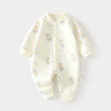 婴儿对开保暖连体衣男女宝宝秋冬无骨哈衣新生儿夹棉爬服连身衣