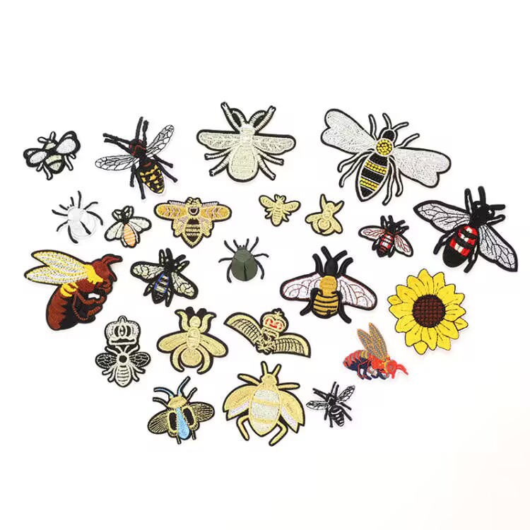 源头工自产自销昆虫蜜蜂电脑刺绣布贴热熔胶熨烫款箱包辅料补丁贴