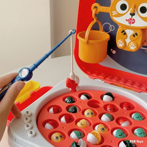 Children's electric magnetic fishing platform early education educational light music multifunctional balance backpack rotating fishing plate batch