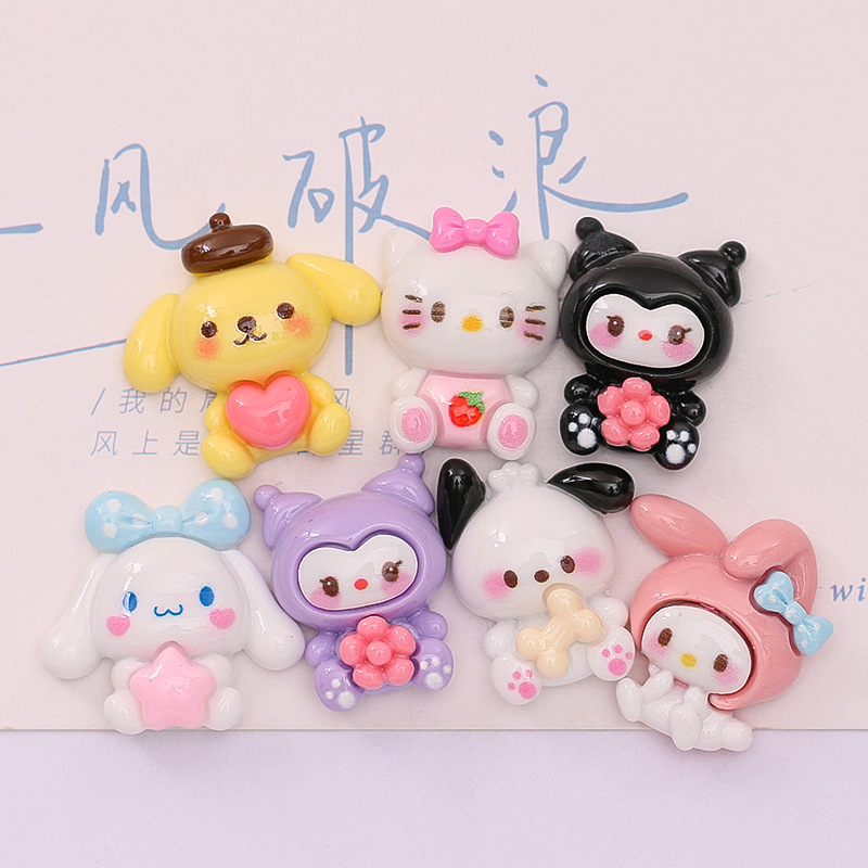 Lindo cachorro de dibujos animados conejo DIY crema pegamento caseros teléfono Shell zapato hebilla clip de pelo accesorios de joyería de resina al por mayor