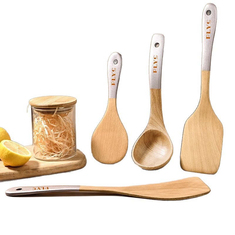 Cuchara de madera japonesa de mango largo cuchara de madera sólida cocina de sopa de sopa de sopa doméstica de grado alimenticio resistente a altas temperaturas utensilios de cocina de madera de alas de pollo