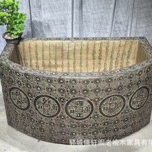 青石元宝缸雕刻大理石水缸青石半圆石缸户外仿古老石器青石石缸