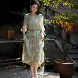 |2025夏季新款 唯美印花花海连衣裙女