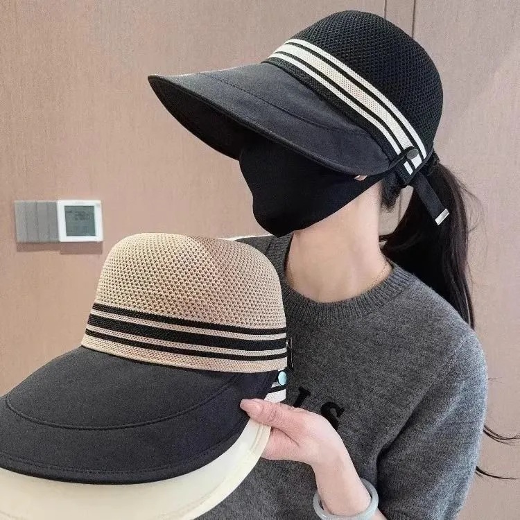 Damen-Entenschnabelkappe, oben offen, Sonnenschutz, Visierhut, großer Kopfumfang, Gesicht schlank machend, Pferdeschwanz, trendig, für draußen_voghion.com