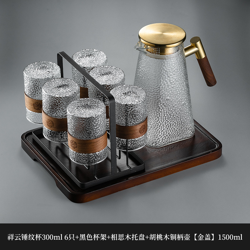 Nuevo chino patrón vertical taza de vidrio hogar de alta temperatura resistente taza de té hervidor de agua traje taza de beber anti-escaldado sala de estar hospitalidad