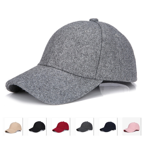 New Plain Color Duckbill Cap with Wool Felt for Men, Winter Letter Cap, Manufacturer, Wholesale