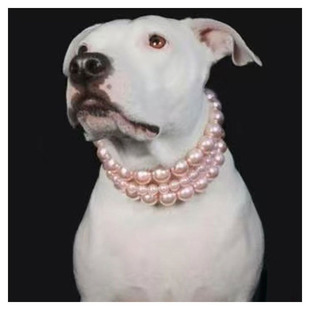 European and American Cross-border Pet Jewelry Fashion Multi-layer Pink Pearl Dog Collar Cute Pet Necklace 22690