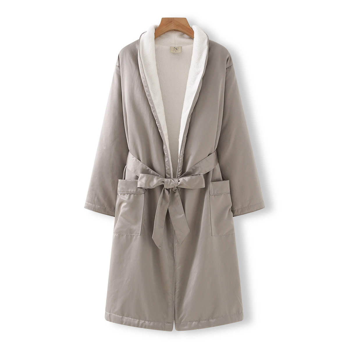 Hilton Short Velvet Bathrobe Winter Double Layer fleece-lined Thickened Morning Robe Couple's Five-Star Hotel Nightgown Long Bathrobe