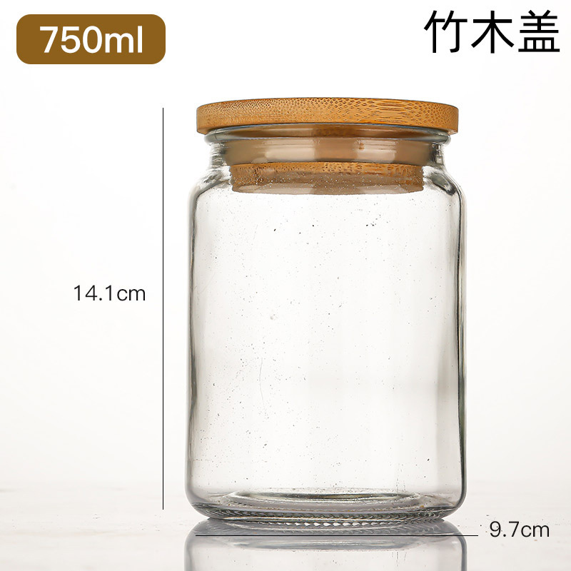 透明玻璃密封茶叶罐批发复古糖果罐竹盖杂粮零食收纳罐家用商用|undefined