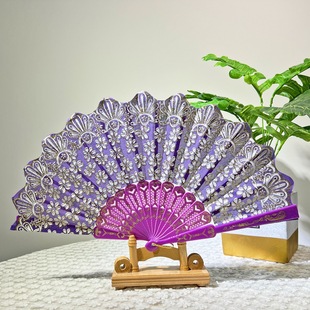 Chinese style lace fan printing Phnom Penh folding fan factory direct antique dance fan exquisite gift fan wholesale