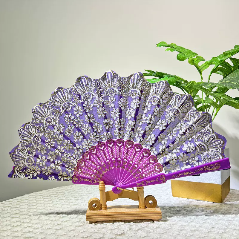 中国风花边扇子印花金边折叠扇厂家直销古风舞蹈扇精美礼品扇批发
