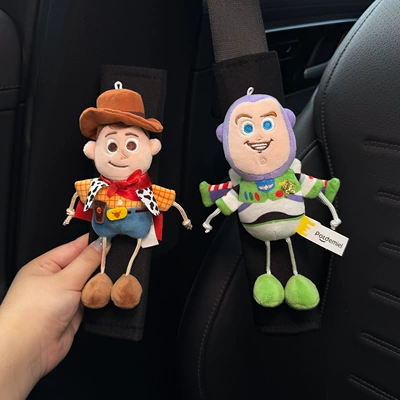 Authentic Cute Buzz Lightyear and Woody Car Seatbelt Shoulder Pads Car Decoration Anti-Dresswear Damage High-End Feel (Seat belt shoulder pad) - original-woody-buzz-lightyear