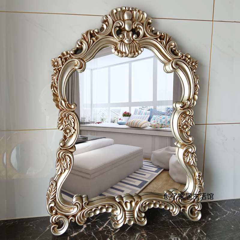 European Style Toilet Mirror Waterproof Bathroom Mirror Dressing Mirror Toilet Bathroom Mirror Wall Hanging Hotel ktv Decoration