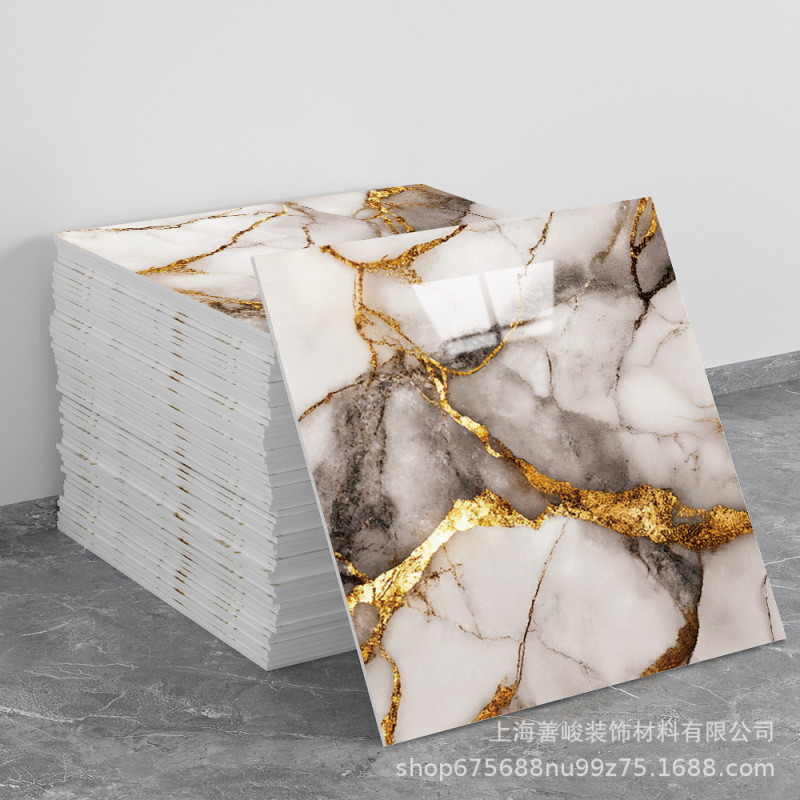 跨境出口批发30*30cm 仿瓷砖大理石纹自粘墙壁纸护墙板铝塑板贴纸|undefined
