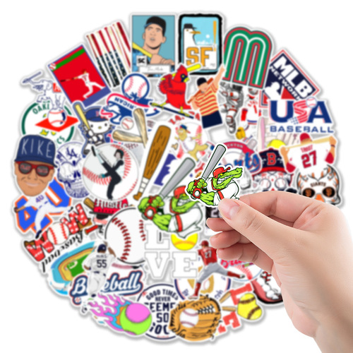 50 Baseball Graffiti Stickers Skateboard Helmet Water Cup Computer Decorative Stickers Waterproof Wholesale