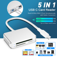 跨境厂家Type-C读卡器现货5Gbps USB3.0多合一CF/SD/M2/TF读卡器