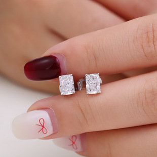 Ins Cross Border 18K Gold Cultivated Diamond Raydeon Cut Earrings Pair of 2 karat Diamond Earrings Earrings with IGI