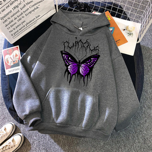 2025 Creative Butterfly Picture Sweatshirt Top Autumn and Winter Casual Long Sleeve Sweatshirt Hooded Men's and Women's Couple Wear Hoodie