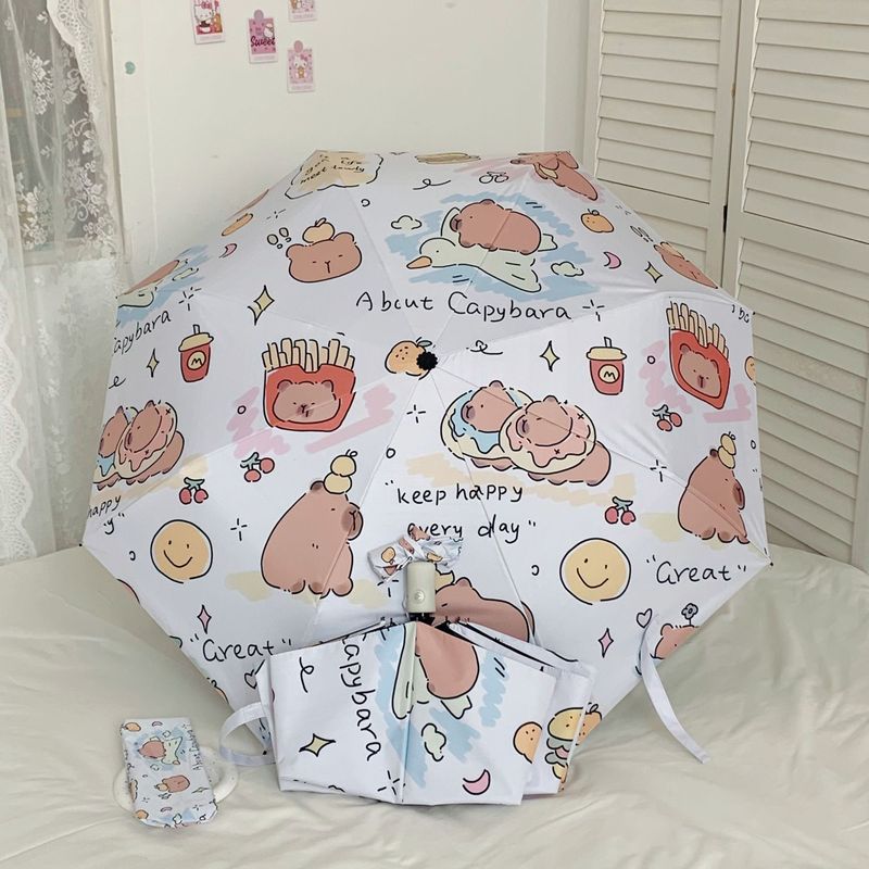 卡皮巴拉自动雨伞ins小众卡通雨水豚两用抗风遮阳伞耐用学生|undefined