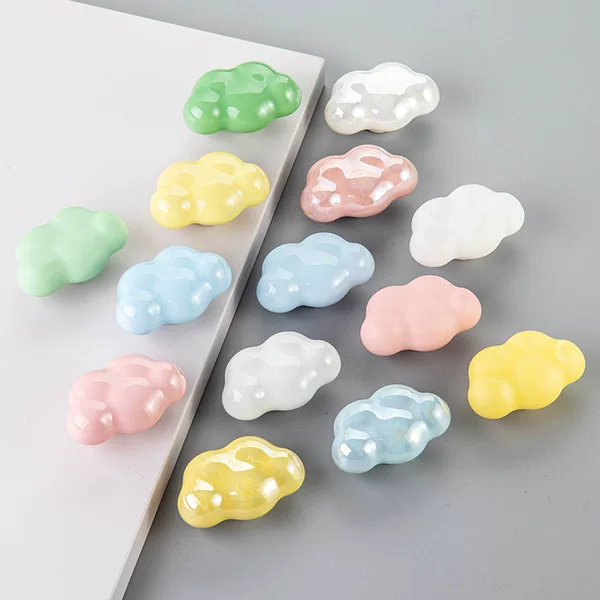 Clouds Ceramic Children's Room Handle Modern Simple Nordic Cabinet Drawer Wardrobe Door Light Luxury Cartoon Single Hole Handle