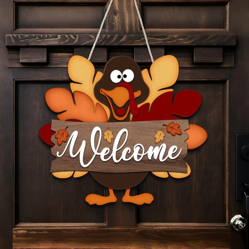 Thanksgiving Wooden Turkey Welcome Sign Autumn Maple Leaf Door Hanging Vintage Fall Harvest Farmhouse Style Front Door Decoration Plaque Thanksgiving Wooden Turkey Welcome Sign Autumn Maple Leaf Door Hanging Vintage Fall Harvest Farmhouse Style Front Door Decoration Plaque