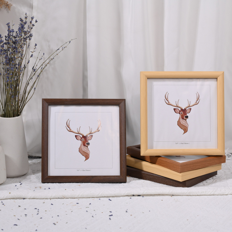 Minimalist Style Wooden Pvc-Coated Square Photo Frame, Available in Sizes 4X4, 5X5, 6X6, 7X7, 8X8, 12X12, for Tabletop Display or Wall Hanging