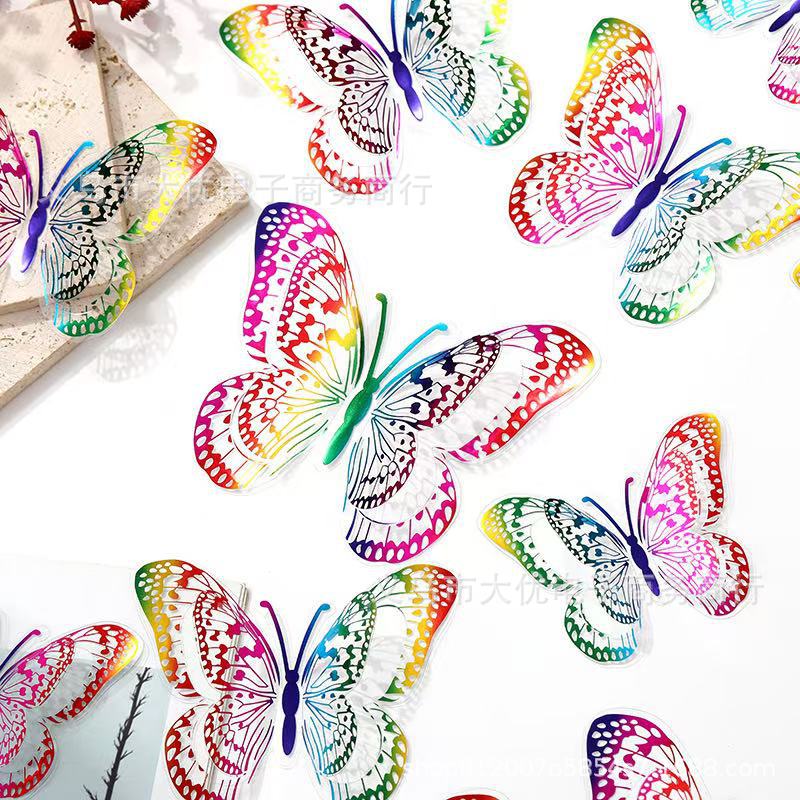 紫色蝴蝶3D镂空仿金属蝴蝶墙壁装饰家居客厅立体蝴蝶装饰贴纸