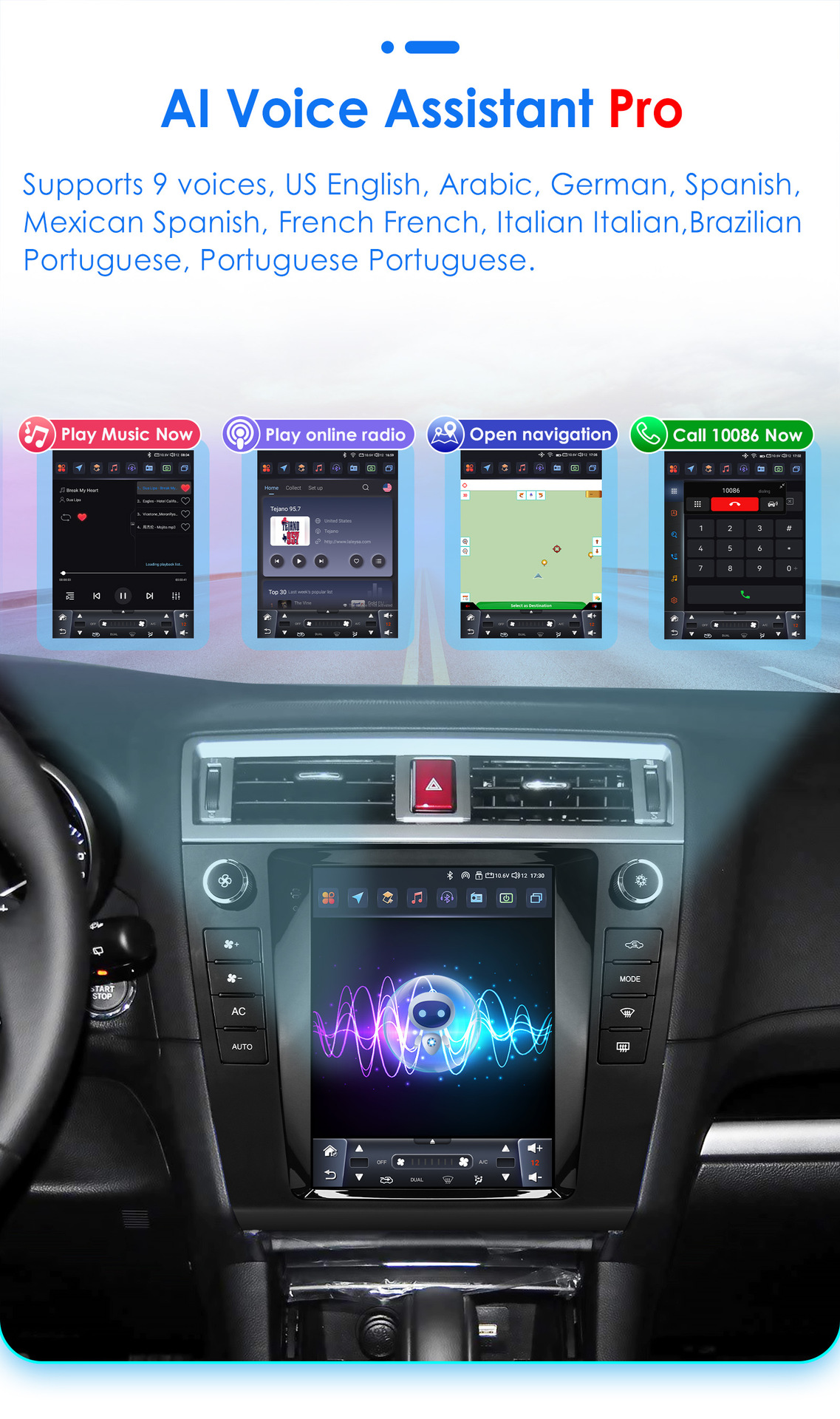 Suitable for 15-19 Subaru Outback 9.7inch Vertical Screen Android Car Mp5 Navigator with Wireless Carplay