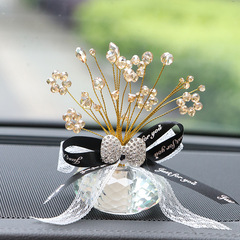 新款滿天星棒棒糖汽車擺件水晶蝴蝶結中控台車載擺件車用裝飾品