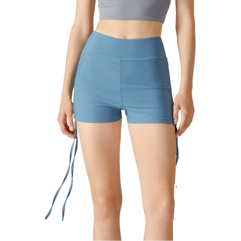 Transfronteriza europea y americana chica caliente cordón melocotón pantalones cortos de cadera fitness pantalones calientes cintura alta vientre apretado contrayendo yoga deportes aeróbicos