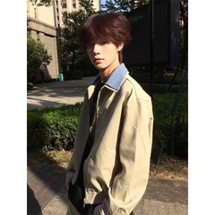 miu系假两件哈灵顿夹克男秋季cleanfit高级感巴恩风短款工装外套