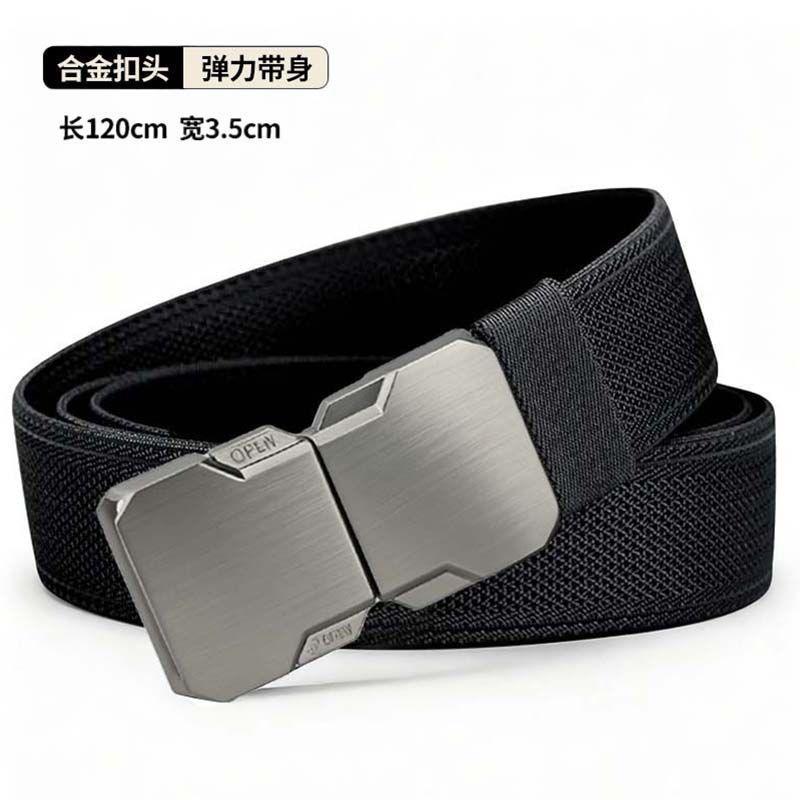 Cross-border Men's Nylon Canvas Tactical Belt with Elastic Webbing and Buckle for Outdoor Training and Casual Wear