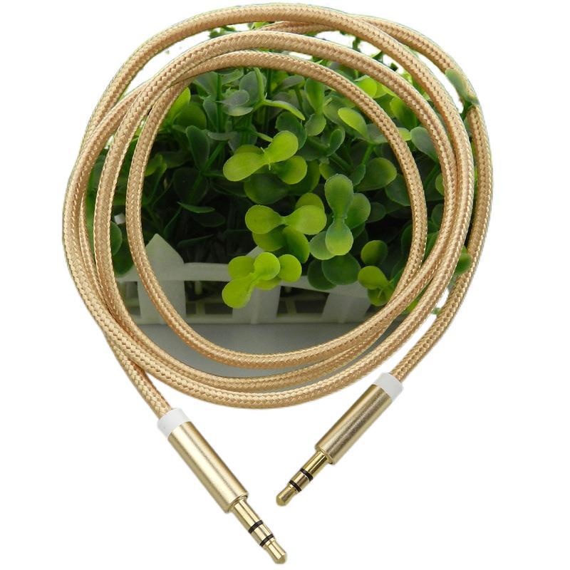 3.5mm nylon weave Audio line 1 m Metal Car Speakers mobile phone headset extend Connecting line