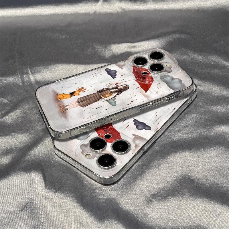 Cover protettiva per iphone con design ragazza con ombrello_voghion.com