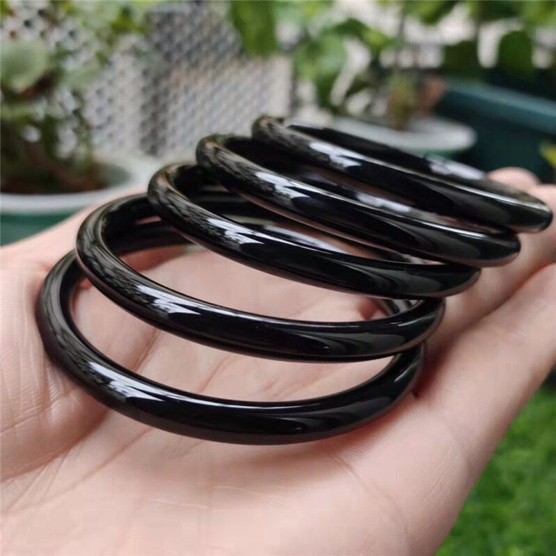 Black Onyx Agate Slim Bead Bracelet for Girls, Simple and Elegant Ice Red Flower Beauty Bracelet, Jade Bead Bracelet Wholesale