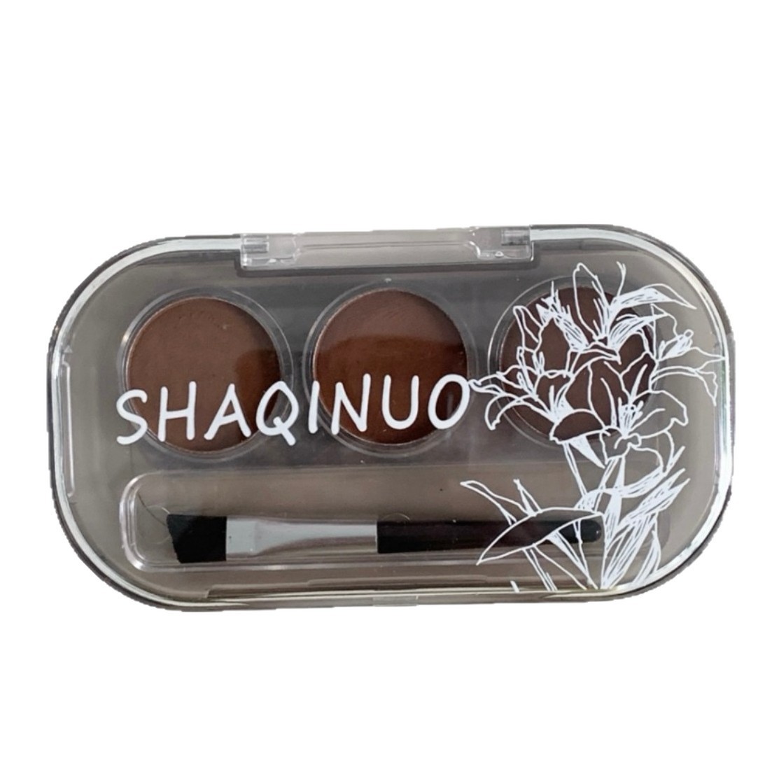 SHAQINUO Yantai suave niebla polvo de cejas de tres colores impermeable anti-transpiración no decoloración sombra de ojos natural estereoscópica delineador de ojos polvo de reparación
