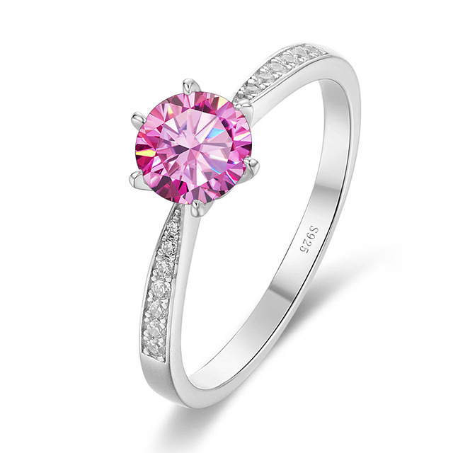 1 quilates 2 quilates de piedra de mosaico 925 plata esterlina pt950 anillo femenino con seis garras fabricantes Zhou suministro directo