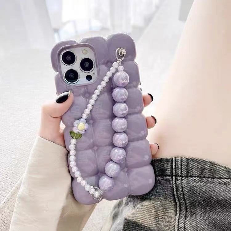 Waiffin de huevo a cuadros de color sólido retro para iPhone16 Apple 15ProMax funda para teléfono móvil 14/13 pulsera 16P