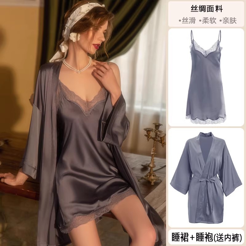 Moran Gray: Includes suspender skirt + robe [silk model without padding]
