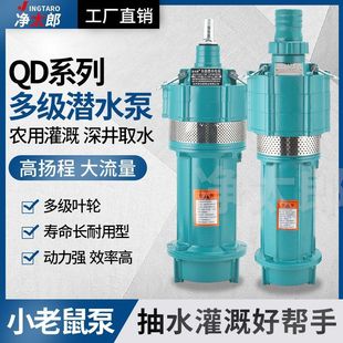 Copper Wire Submersible Pump 220V/380V Household Water Pumping Large Flow High Lift Agricultural Irrigation Clean Water Pump