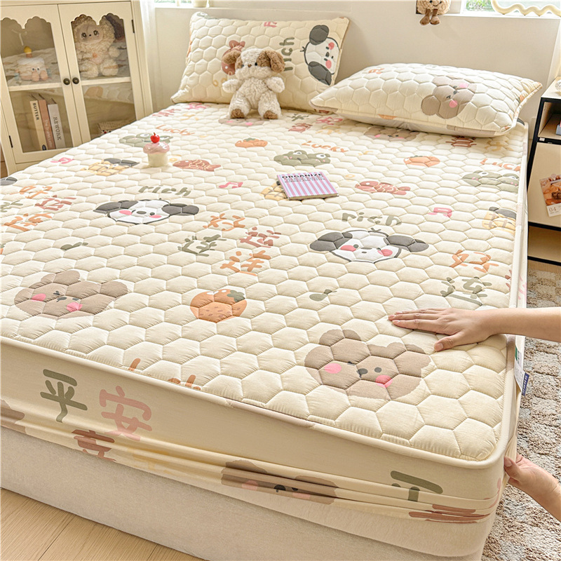 Class a Pure Cotton Waterproof and Urine-Proof Fitted Sheet 2026 New Model Quilted Thickened Children's Bed Cover Mattress Protector Cover 1