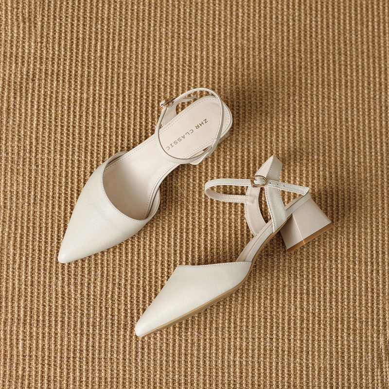 Sandal cao gót nữ mũi nhọn quai hậu kiểu Pháp — EH303 Đen