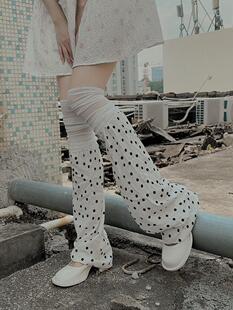 Horn leg cover over the knee women's long high-top spot leg cover Lolita sun protection calf socks milky white stitching socks