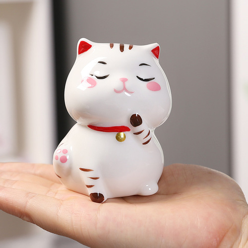 Creative Ceramic Money Cat Home Decor, Japanese Cat Cute Plush, Healing Office Desk Accent