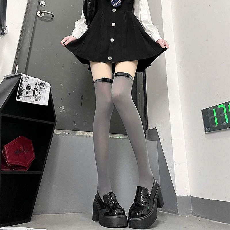 Japanese velvet white summer thin swan, socks with bow, internet celebrity, fitted