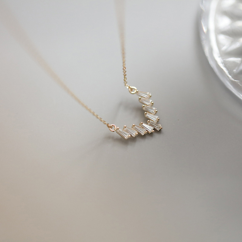 925 Sterling Silver Zircon Cable Chain Inlay Geometric Necklace display picture 3