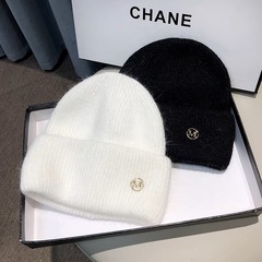 帽子女秋冬季百搭针织毛线帽大头围保暖护耳冷帽加绒加厚堆堆帽子