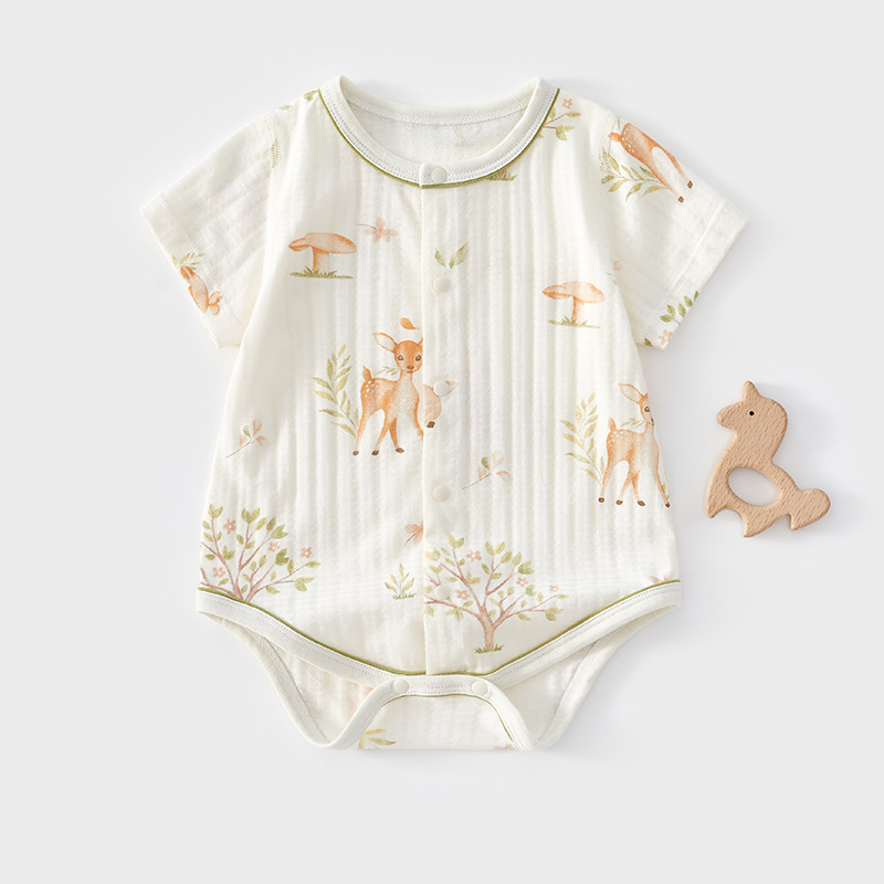 Ropa de pedo para bebé, ropa antibacteriana de manga corta para recién nacidos, mampara triangular para bebés transpirable para hombres y mujeres, una pieza delgada