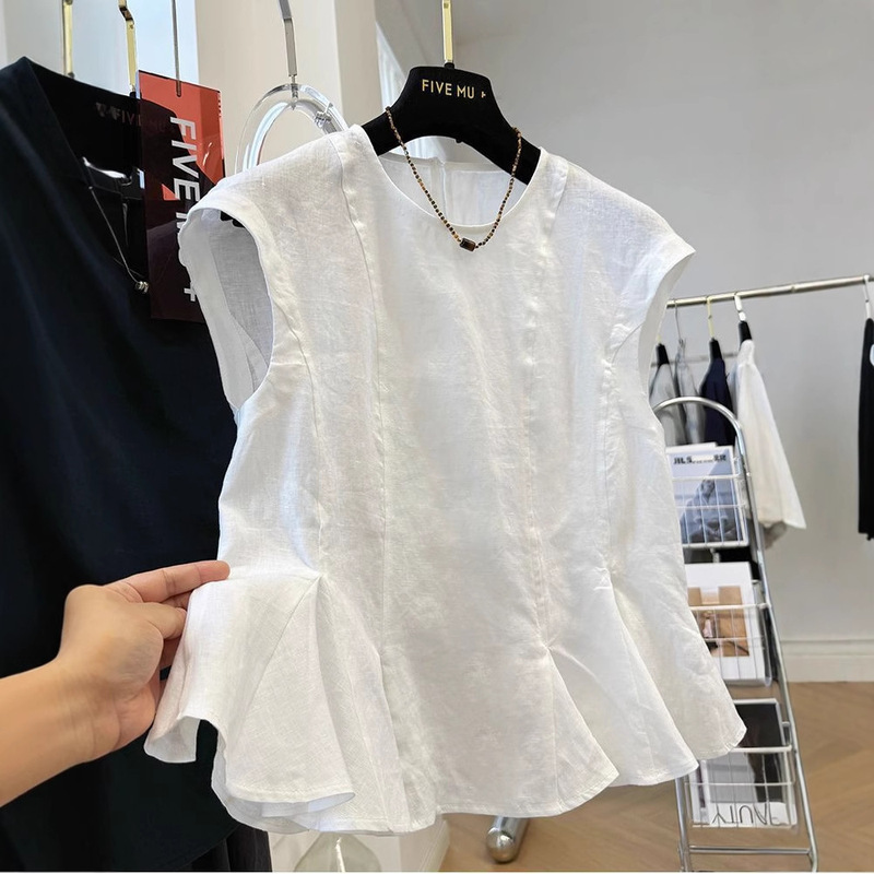 Korean Style Fashionable Lace Skirt Round Neck Sleeveless Shirt Summer New Loose Casual Shirt Vest Top for Women